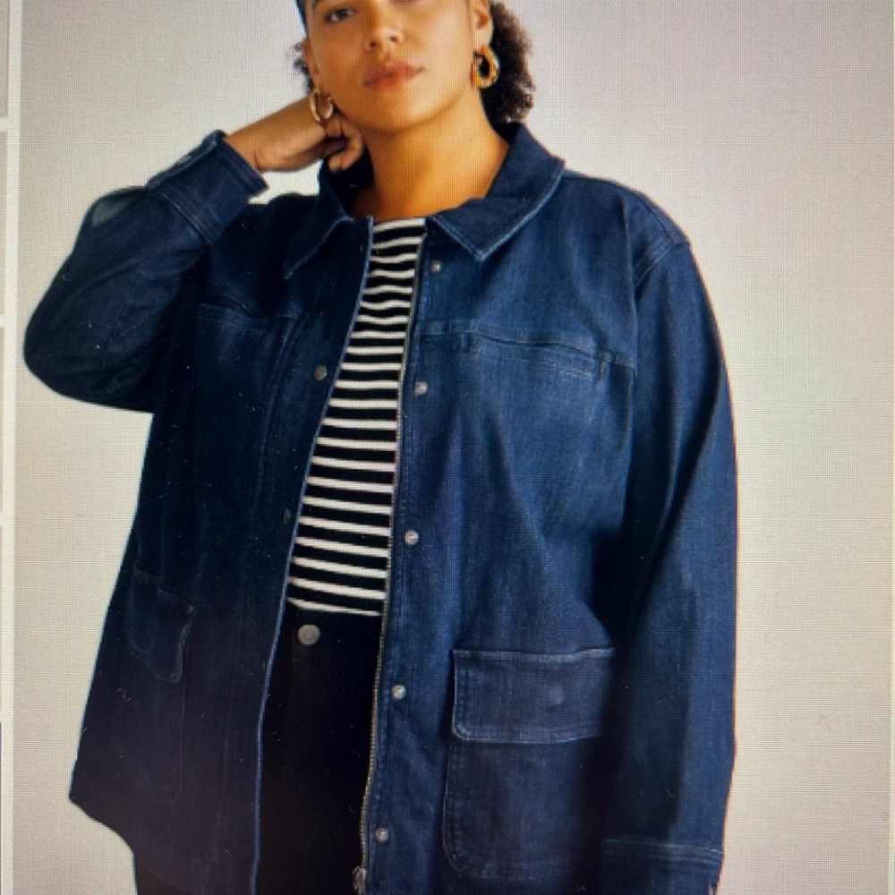 Universal Standard Denim Utility Jacket Indigo Blue Women Sz‎ XL Heavy Duty